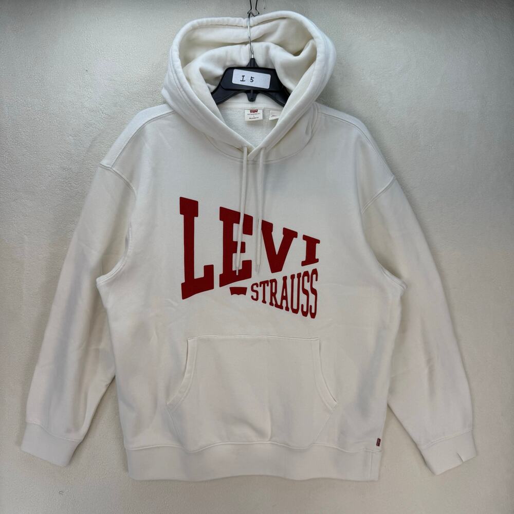 LEVI'S MEN'S L WHITE FLEECE HOODIE SIMPLICITY STYLE WARM SOFT
